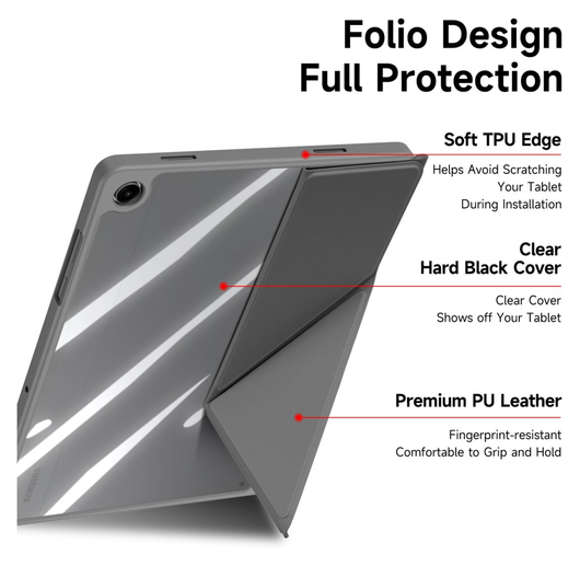 Dux Ducis Magi Samsung Galaxy Tab A11 Plus / A9 Plus Hoes V-Fold Book Case Grijs afbeelding 6