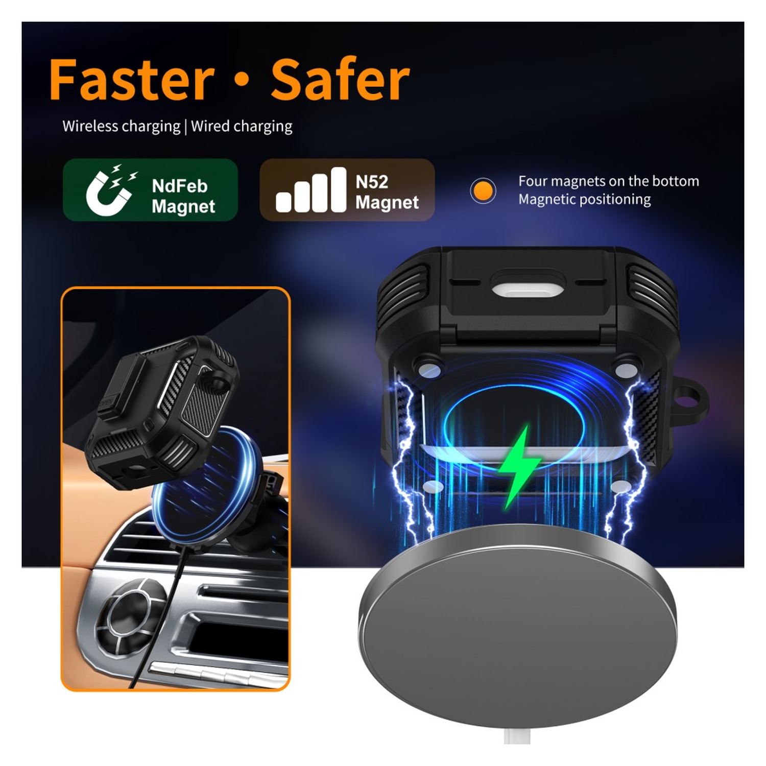 Apple AirPods 4 Hoesje TPU met Haak Hoes MagSafe Zwart afbeelding 5