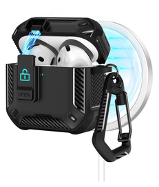 Apple AirPods 4 Hoesje TPU met Haak Hoes MagSafe Zwart