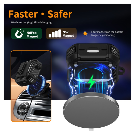 Apple AirPods 4 Hoesje TPU met Haak Hoes MagSafe Wit Blauw afbeelding 5