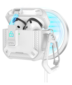 Apple AirPods 4 Hoesje TPU met Haak Hoes MagSafe Wit