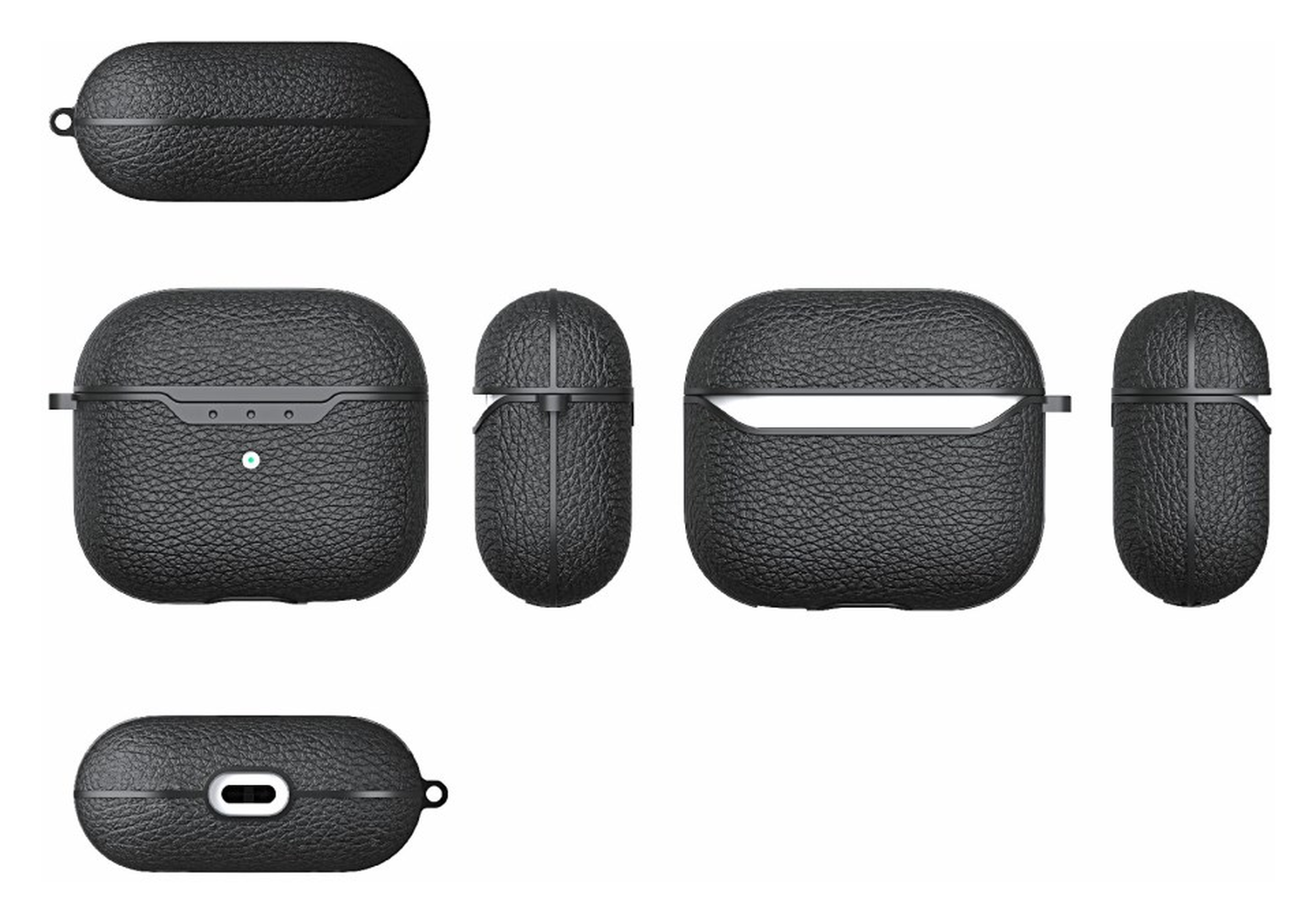 Apple AirPods 4 Hoesje Litchi TPU Schokbestendig Haak Zwart afbeelding 2