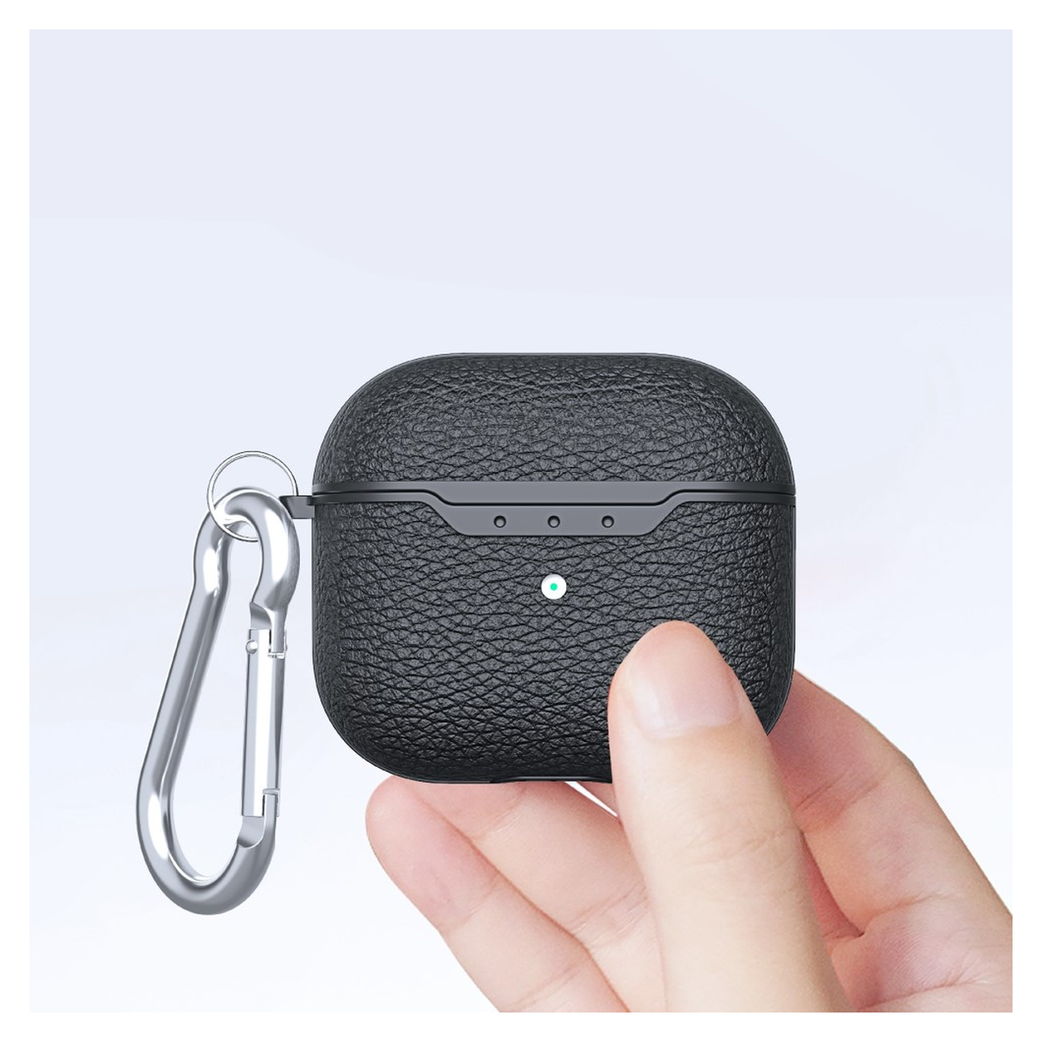 Apple AirPods 4 Hoesje Litchi TPU Schokbestendig Haak Zwart afbeelding 6