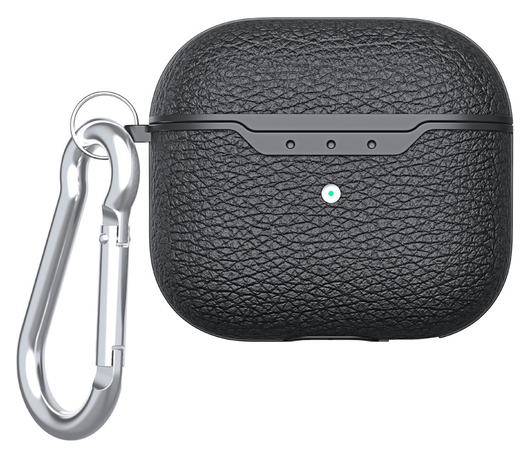 Apple AirPods 4 Hoesje Litchi TPU Schokbestendig Haak Zwart afbeelding 1