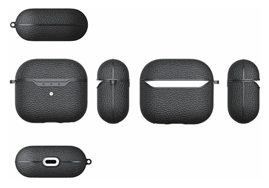 Apple AirPods 4 Hoesje Litchi TPU Schokbestendig Haak Zwart afbeelding 2