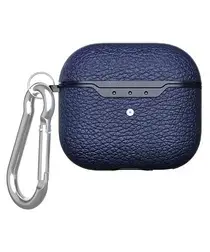 Apple AirPods 4 Hoesje Litchi TPU Schokbestendig Haak Blauw afbeelding