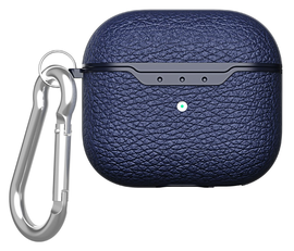 Apple AirPods 4 Hoesje Litchi TPU Schokbestendig Haak Blauw