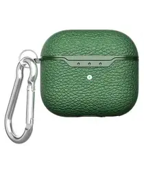 Apple AirPods 4 Hoesje Litchi TPU Schokbestendig Haak Groen afbeelding