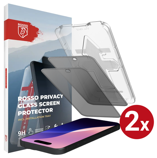 Rosso iPhone 16 Pro Privacy Glass met Installatietray Dust Removal (2-Pack) afbeelding 1