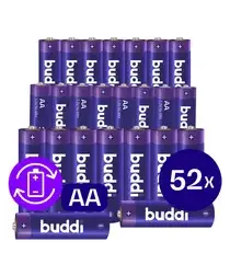 Buddi Oplaadbare AA Batterijen 2.800 mAh 1.2V 52 Stuks afbeelding
