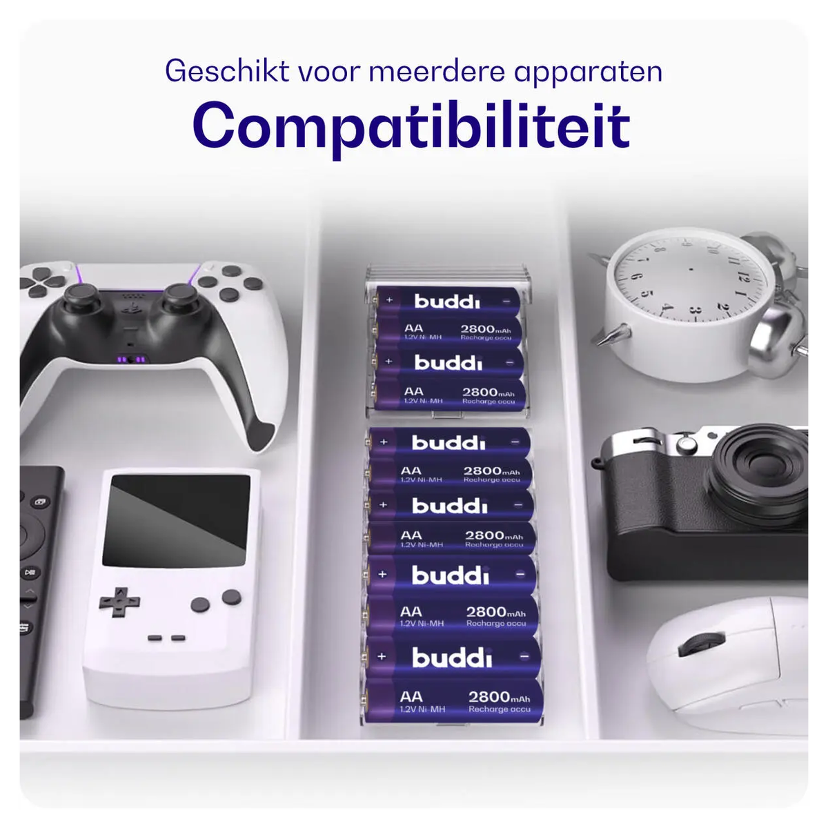 Buddi Oplaadbare AA Batterijen 2.800 mAh 1.2V 52 Stuks afbeelding 5