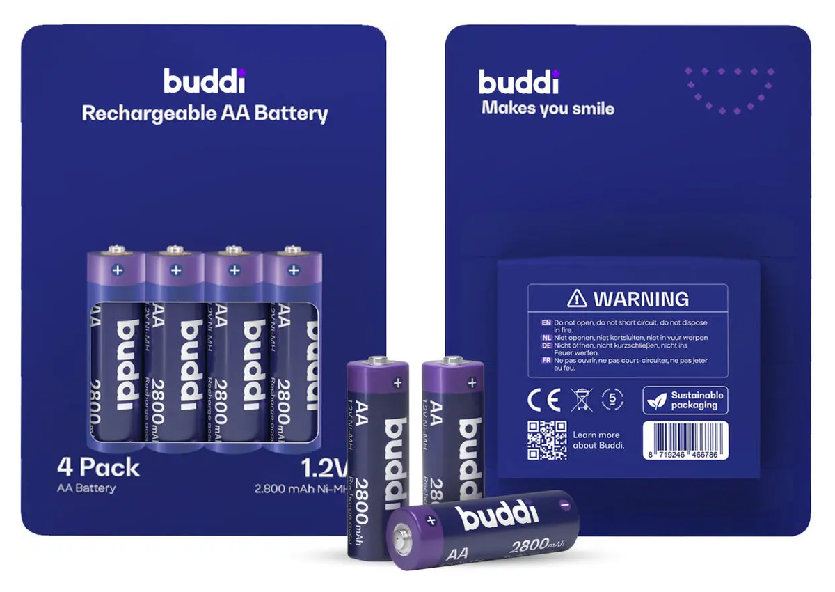 Buddi Oplaadbare AA Batterijen 2.800 mAh 1.2V 52 Stuks afbeelding 6