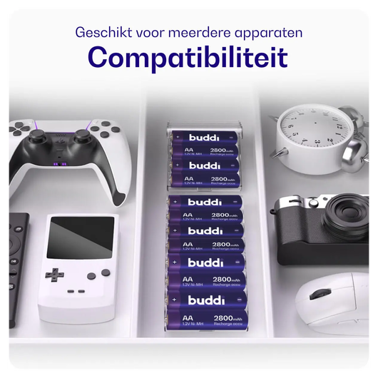 Buddi Oplaadbare AA Batterijen 2.800 mAh 1.2V 52 Stuks afbeelding 5