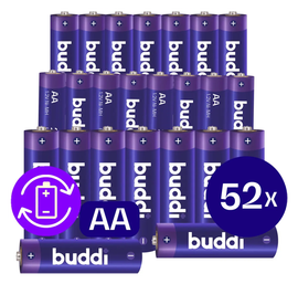 Buddi Oplaadbare AA Batterijen 2.800 mAh 1.2V 52 Stuks