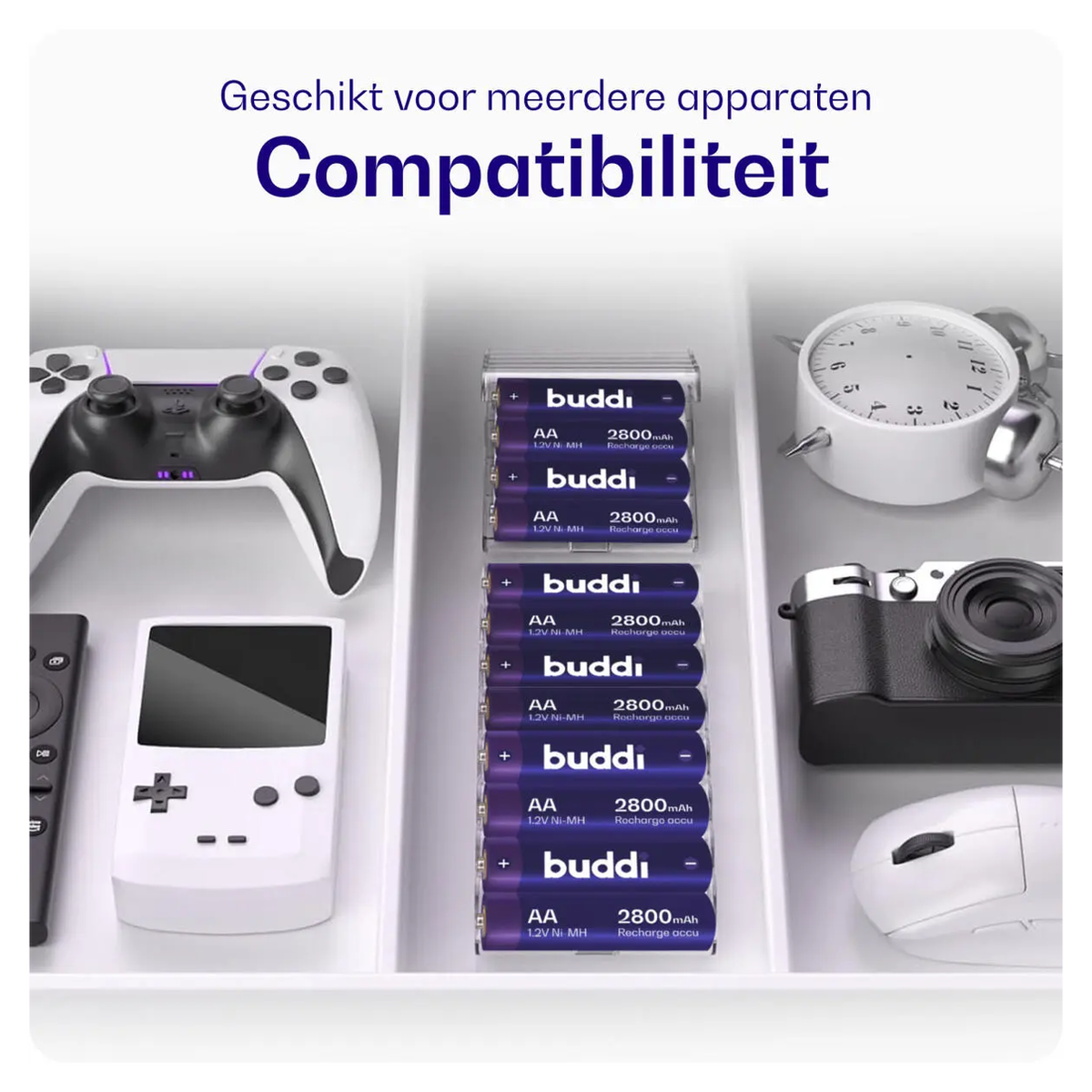 Buddi Oplaadbare AA Batterijen 2.800 mAh 1.2V 100 Stuks afbeelding 5