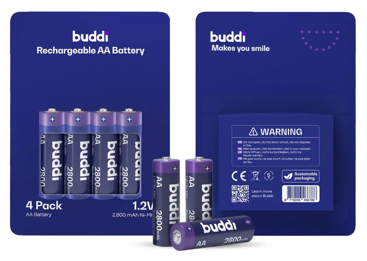 Buddi Oplaadbare AA Batterijen 2.800 mAh 1.2V 100 Stuks afbeelding 6
