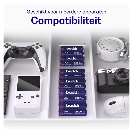 Buddi Oplaadbare AA Batterijen 2.800 mAh 1.2V 100 Stuks afbeelding 5