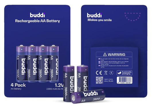 Buddi Oplaadbare AA Batterijen 2.800 mAh 1.2V 100 Stuks afbeelding 6