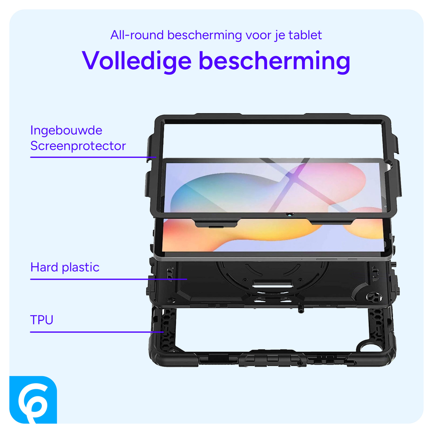 Samsung Galaxy Tab A11 Hoes met Screen Protector en Handriem Zwart afbeelding 5