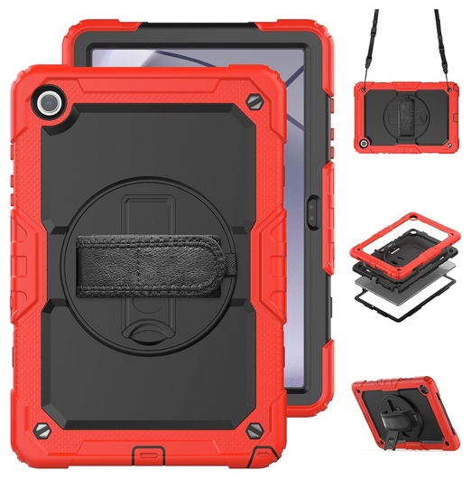 Samsung Galaxy Tab A11 Hoes met Screen Protector en Handriem Rood afbeelding 2