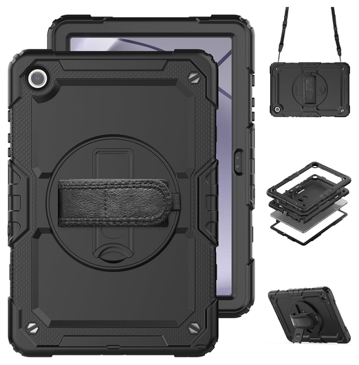 Samsung Galaxy Tab A11 Plus Hoes met Screen Protector en Handriem Zwart afbeelding 2