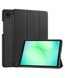 Samsung Galaxy Tab A11 Hoes Tri-Fold Book Case met Standaard Zwart afbeelding