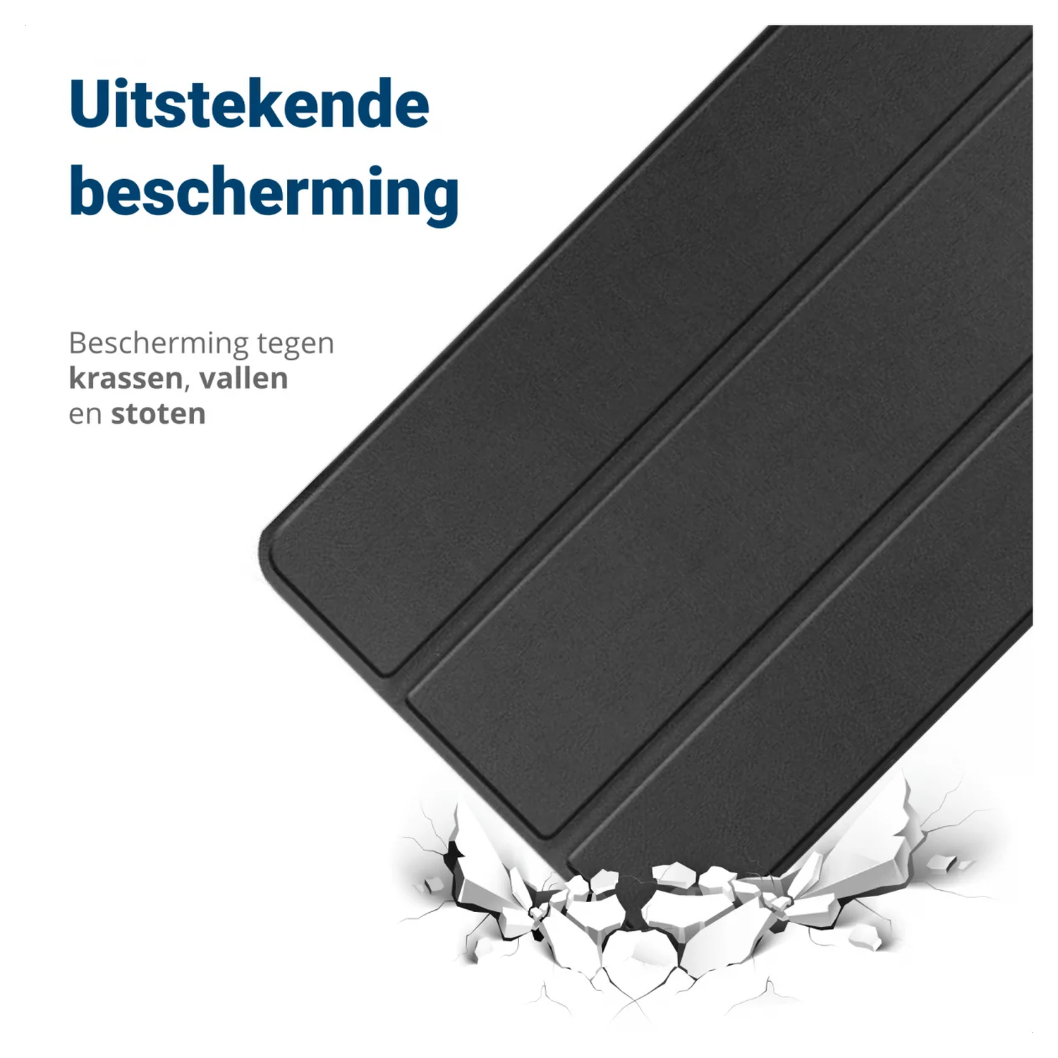 Samsung Galaxy Tab A11 Hoes Tri-Fold Book Case met Standaard Zwart afbeelding 3