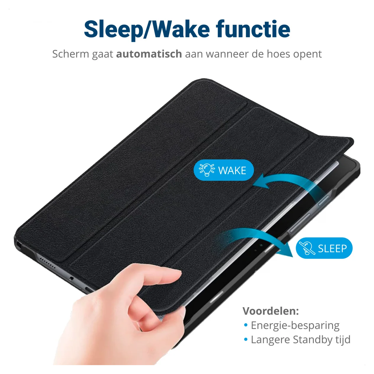 Samsung Galaxy Tab A11 Hoes Tri-Fold Book Case met Standaard Zwart afbeelding 4