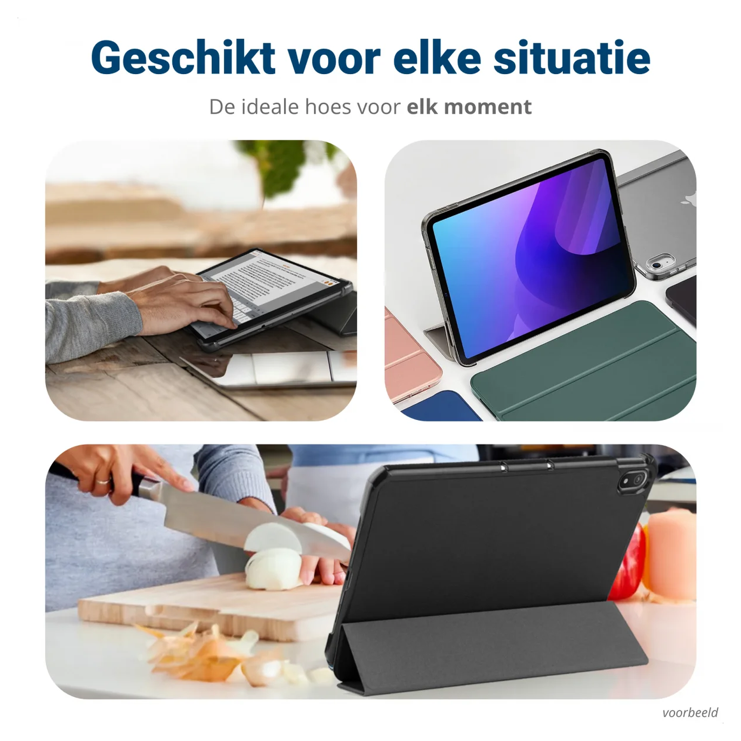 Samsung Galaxy Tab A11 Hoes Tri-Fold Book Case met Standaard Zwart afbeelding 8