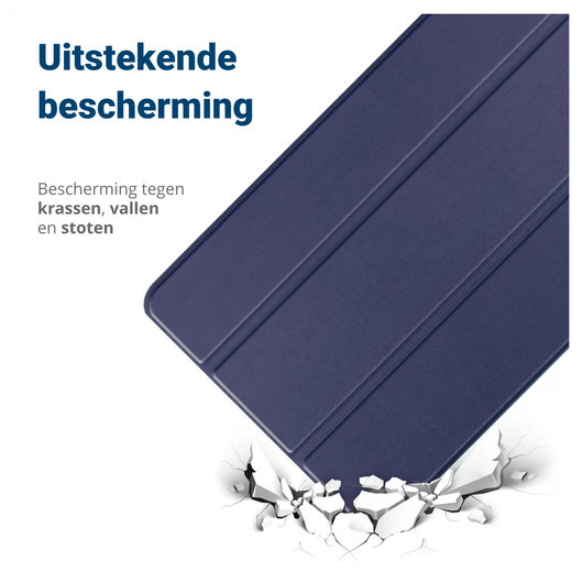 Samsung Galaxy Tab A11 Hoes Tri-Fold Book Case met Standaard Blauw afbeelding 3