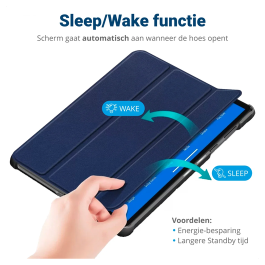 Samsung Galaxy Tab A11 Hoes Tri-Fold Book Case met Standaard Blauw afbeelding 4