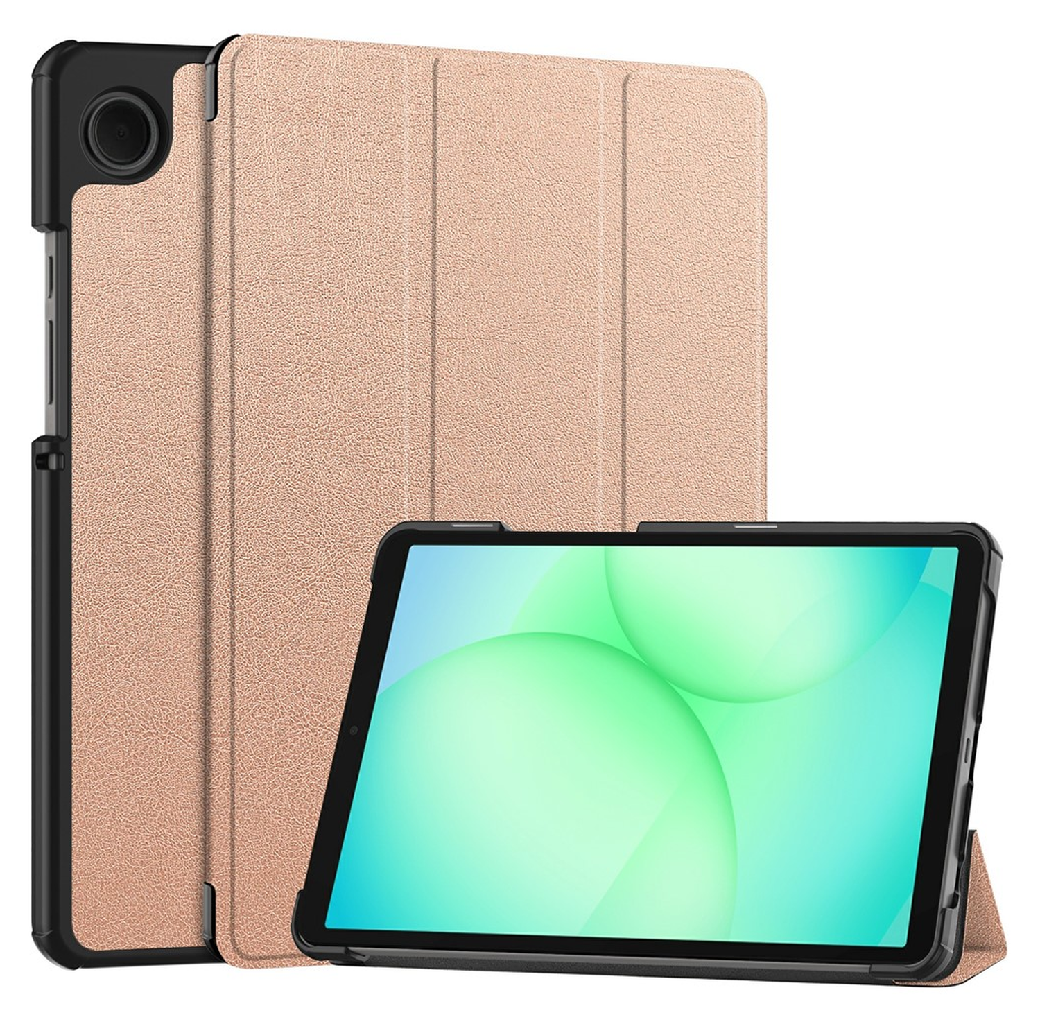 Samsung Galaxy Tab A11 Hoes Tri-Fold Book Case met Standaard Roze Goud afbeelding 1