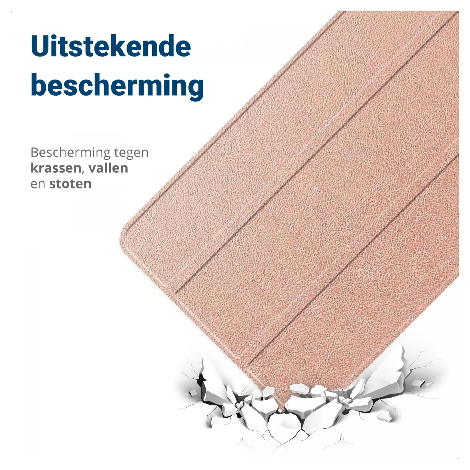 Samsung Galaxy Tab A11 Hoes Tri-Fold Book Case met Standaard Roze Goud afbeelding 3