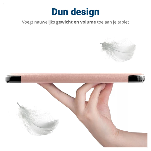 Samsung Galaxy Tab A11 Hoes Tri-Fold Book Case met Standaard Roze Goud afbeelding 6
