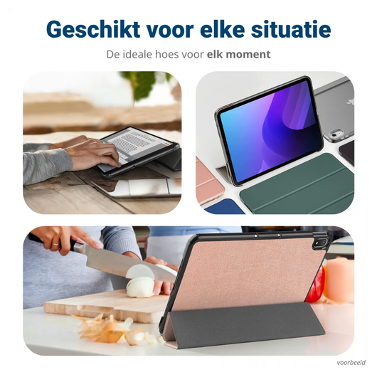 Samsung Galaxy Tab A11 Hoes Tri-Fold Book Case met Standaard Roze Goud afbeelding 8