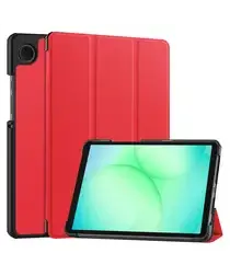 Samsung Galaxy Tab A11 Hoes Tri-Fold Book Case met Standaard Rood afbeelding