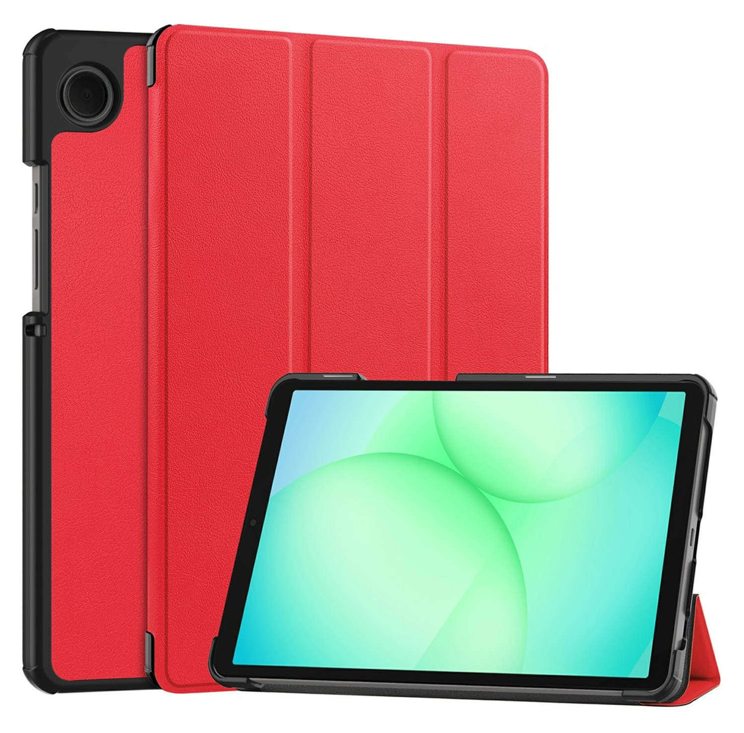 Samsung Galaxy Tab A11 Hoes Tri-Fold Book Case met Standaard Rood afbeelding 1
