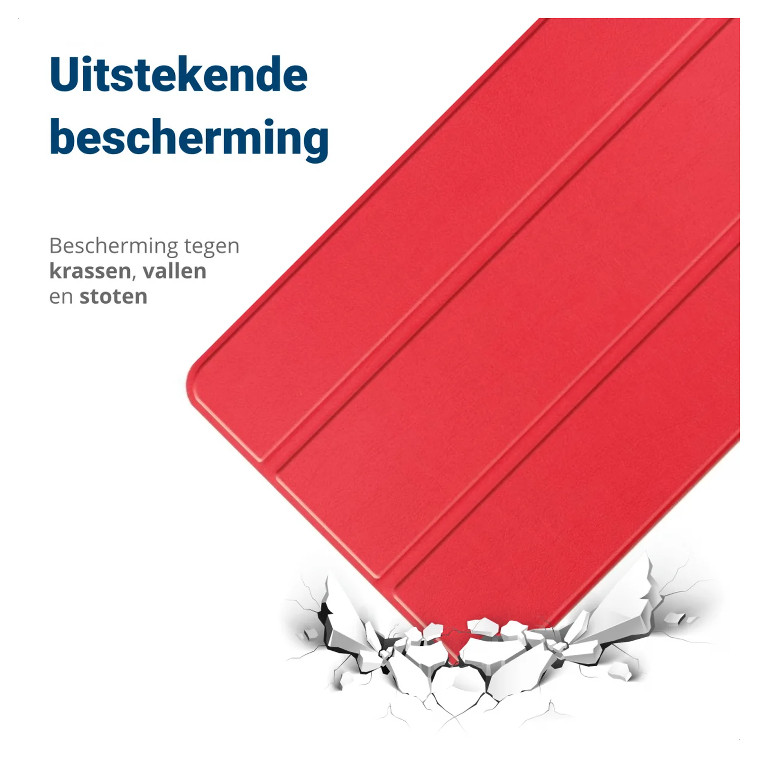 Samsung Galaxy Tab A11 Hoes Tri-Fold Book Case met Standaard Rood afbeelding 3