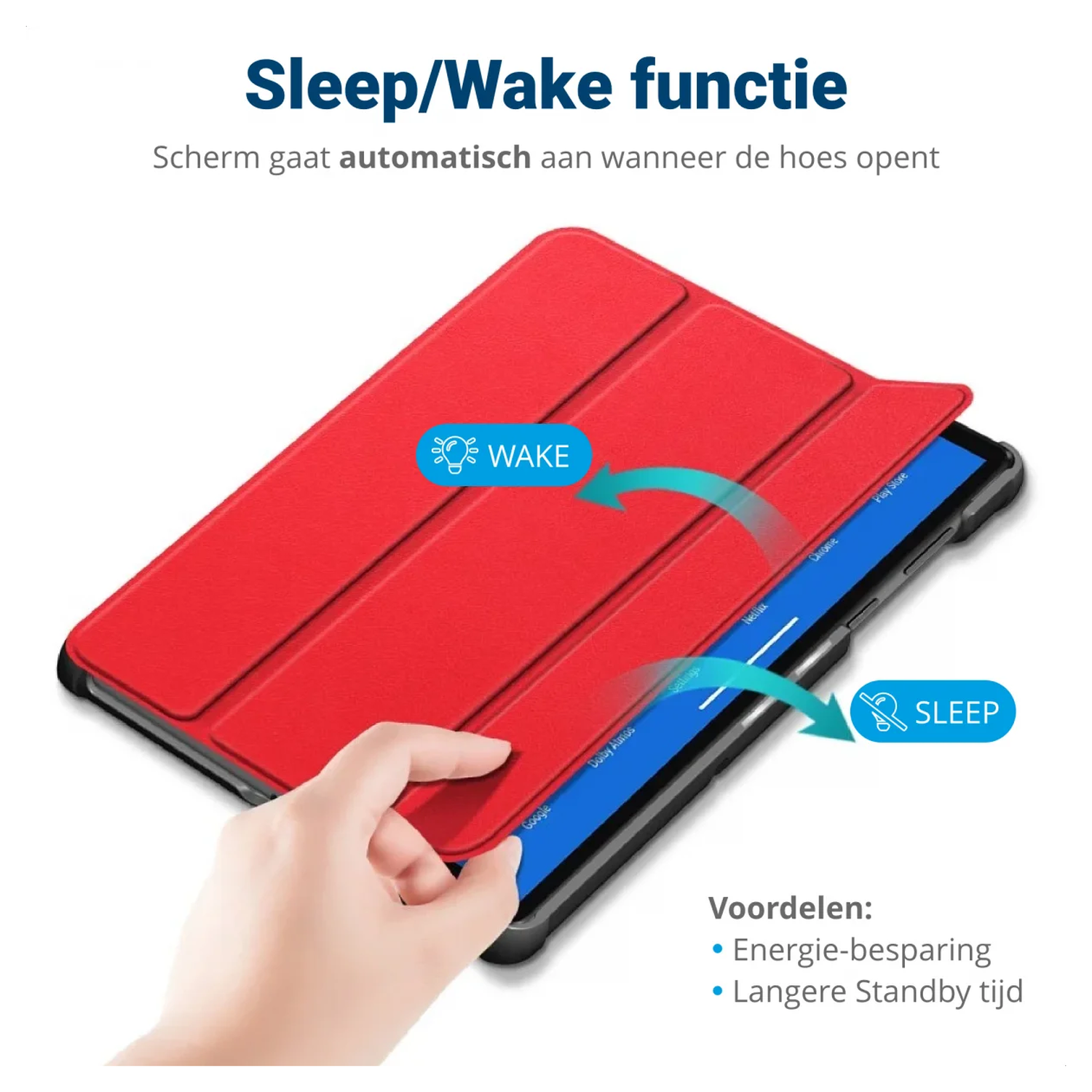 Samsung Galaxy Tab A11 Hoes Tri-Fold Book Case met Standaard Rood afbeelding 4