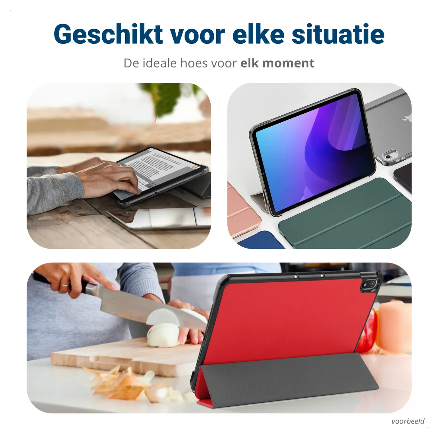 Samsung Galaxy Tab A11 Hoes Tri-Fold Book Case met Standaard Rood afbeelding 6