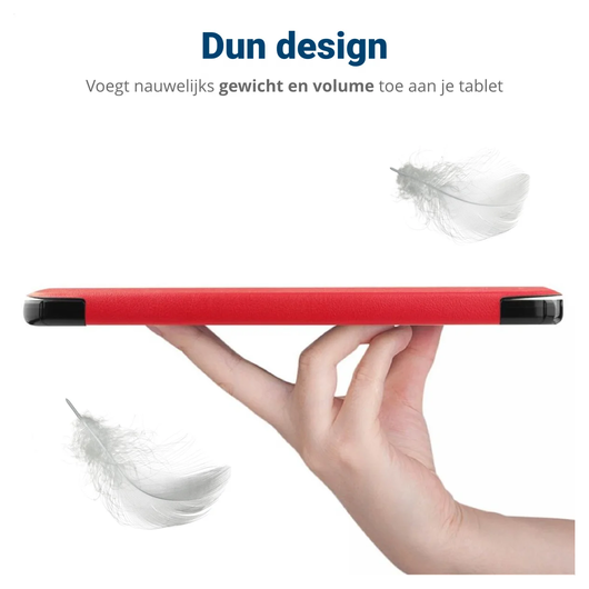 Samsung Galaxy Tab A11 Hoes Tri-Fold Book Case met Standaard Rood afbeelding 8