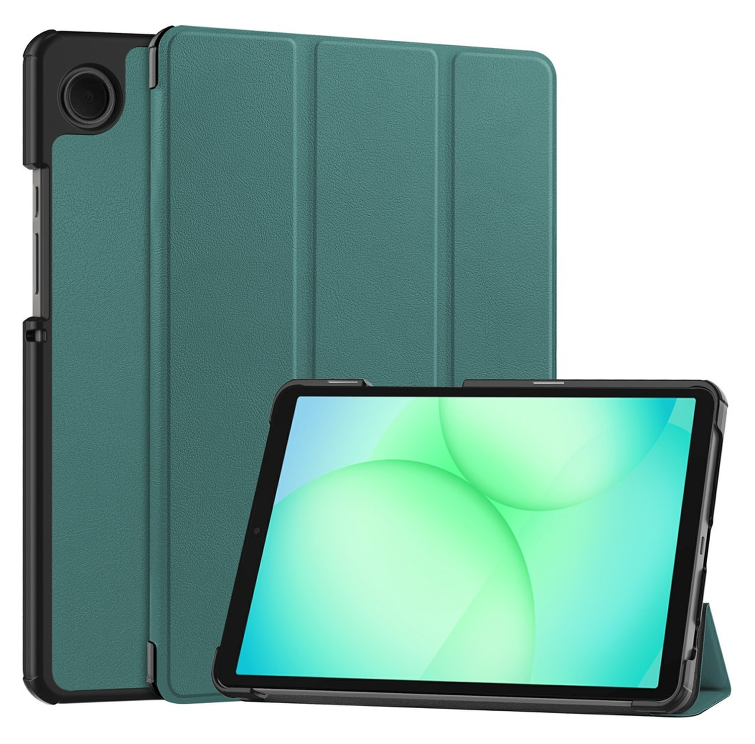 Samsung Galaxy Tab A11 Hoes Tri-Fold Book Case met Standaard Groen afbeelding 1