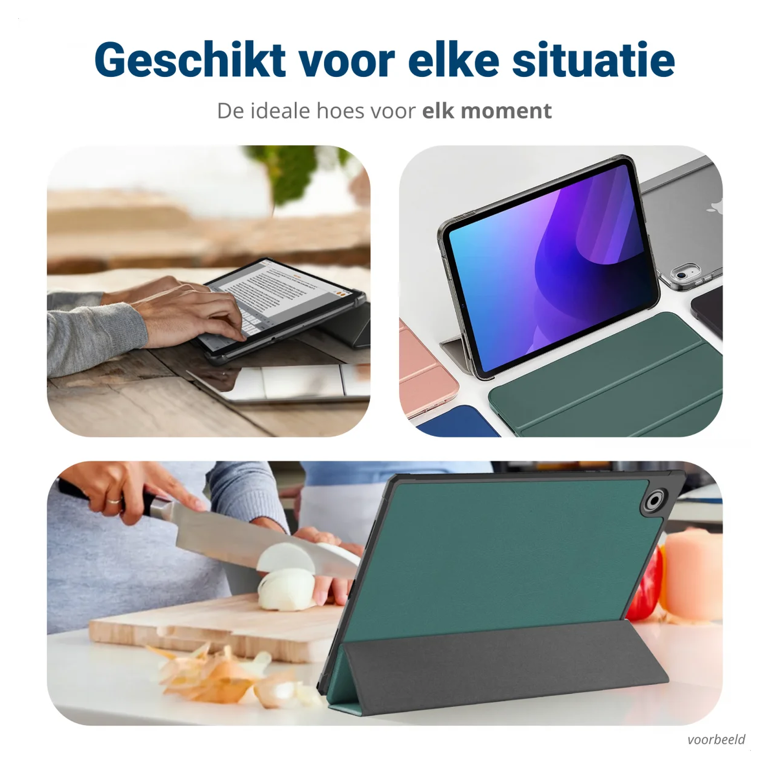 Samsung Galaxy Tab A11 Hoes Tri-Fold Book Case met Standaard Groen afbeelding 5