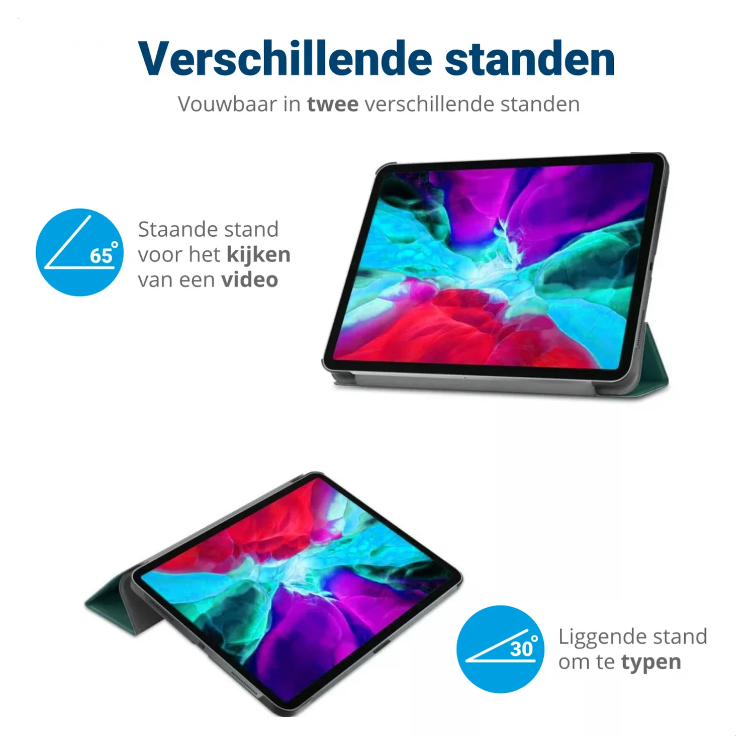 Samsung Galaxy Tab A11 Hoes Tri-Fold Book Case met Standaard Groen afbeelding 7