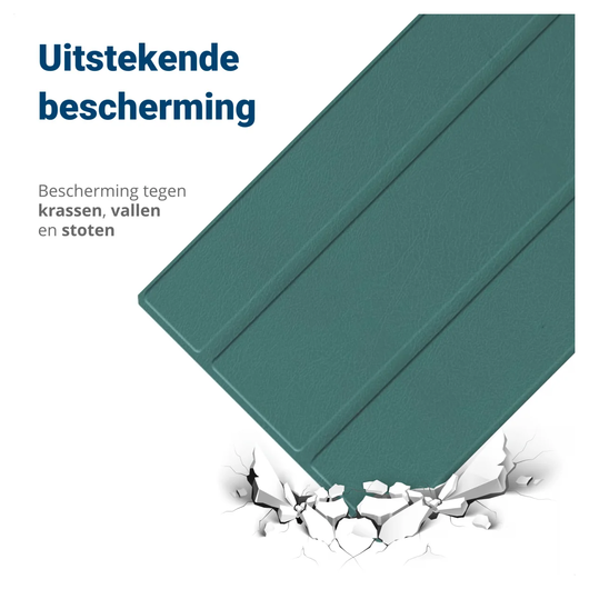 Samsung Galaxy Tab A11 Hoes Tri-Fold Book Case met Standaard Groen afbeelding 3