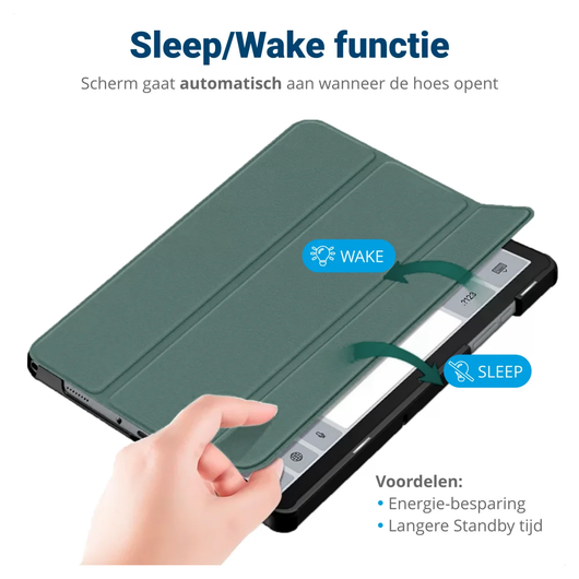Samsung Galaxy Tab A11 Hoes Tri-Fold Book Case met Standaard Groen afbeelding 4