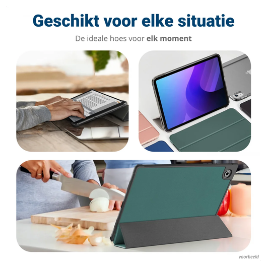 Samsung Galaxy Tab A11 Hoes Tri-Fold Book Case met Standaard Groen afbeelding 5