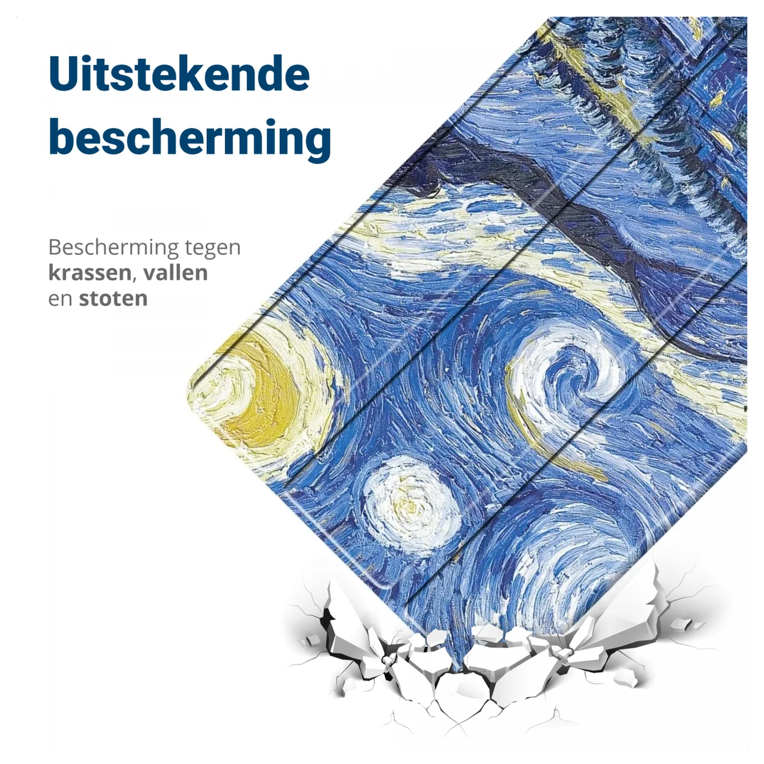 Samsung Galaxy Tab A11 Hoes Tri-Fold Book Case met Standaard Sterrennacht afbeelding 3