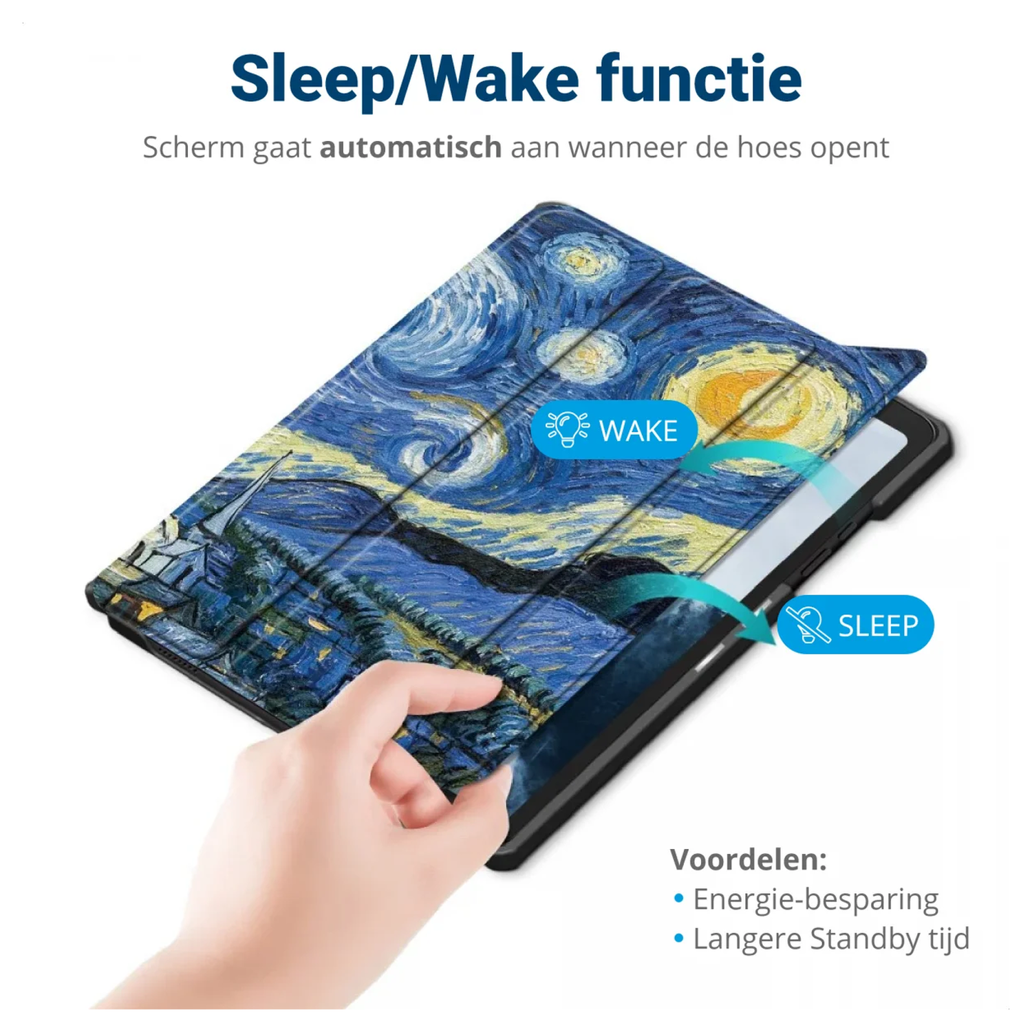 Samsung Galaxy Tab A11 Hoes Tri-Fold Book Case met Standaard Sterrennacht afbeelding 4