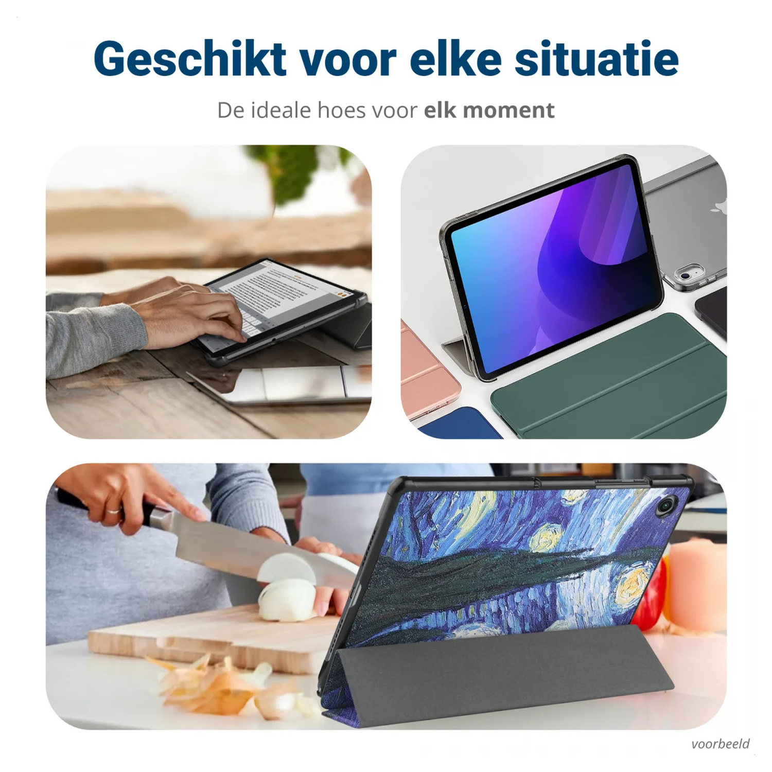 Samsung Galaxy Tab A11 Hoes Tri-Fold Book Case met Standaard Sterrennacht afbeelding 5